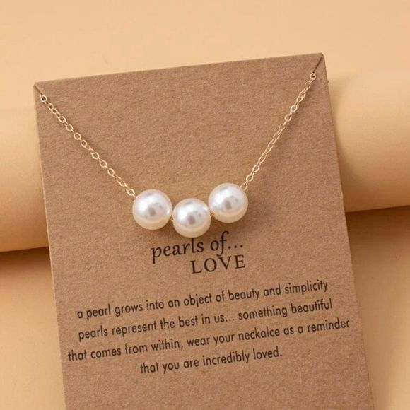 Jewelry - 7/$35 Pearls Of Love Necklace Gold Color Chain Faux Pearl Necklace Gift For Her